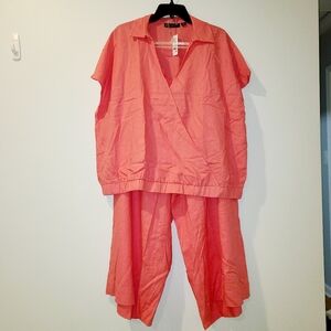 NY&C Rose Pink Linen Blend Coordinated Set XXL NWT